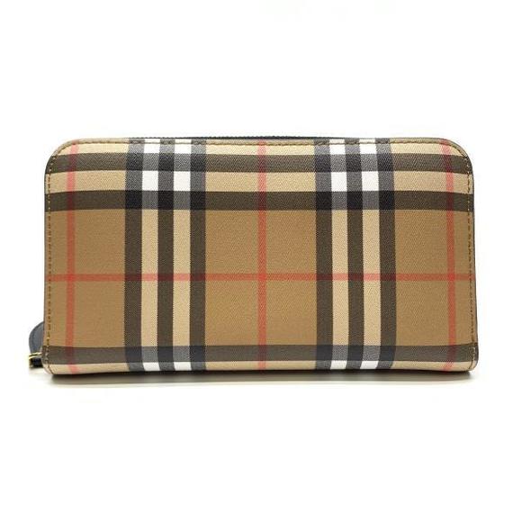 Burberry Nova Check Leather Long Wallet Beige Black - Picture 1 of 9